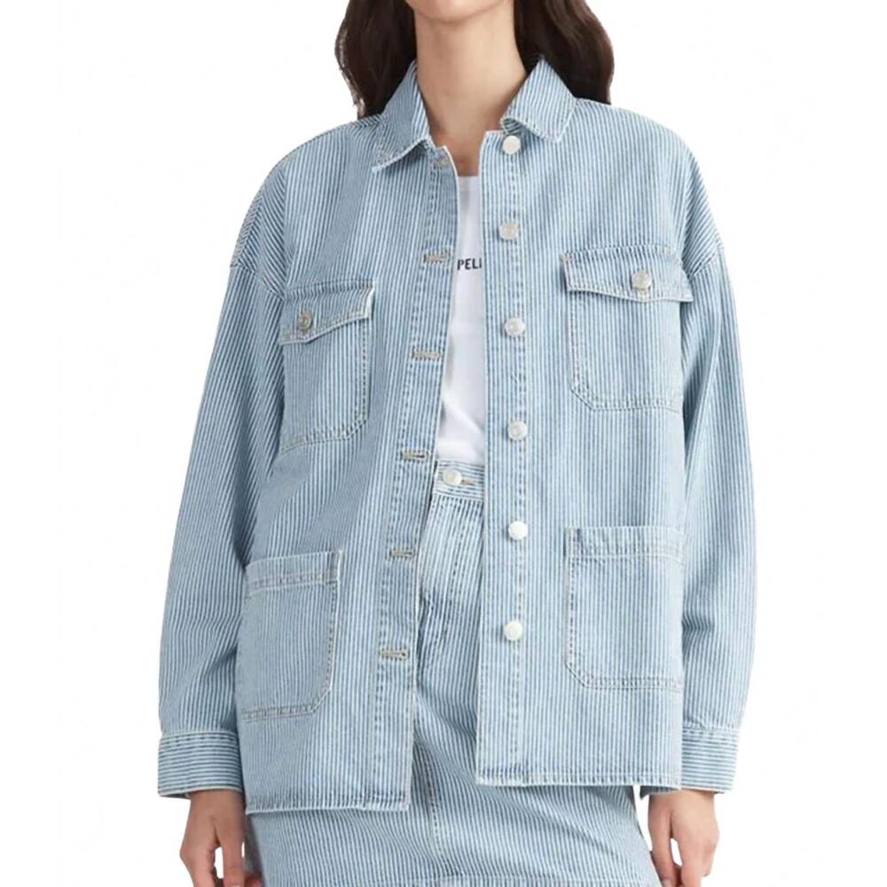 NEW ENA PELLY diana stripe denim jacket in blue